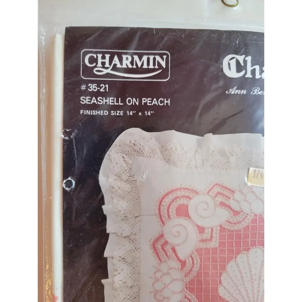 Janlynn Charmin Chainstitching Kit #35-21 Seashell on Peach Pillow Case Kit